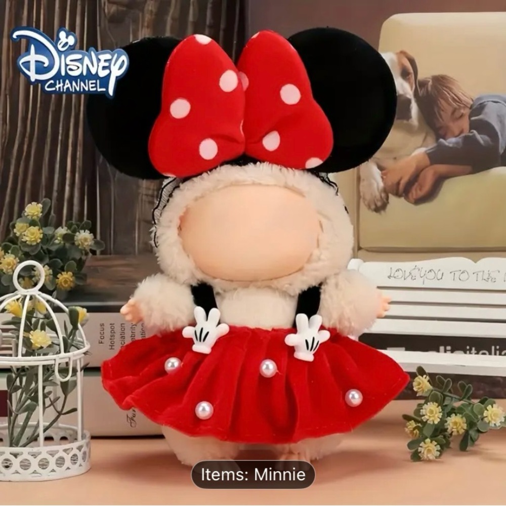 Disney Minnie Mouse outfit for labubu - Red and Black